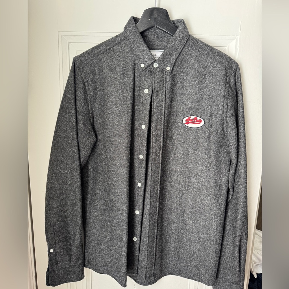 Ami Charcoal Wool Blend Shirt